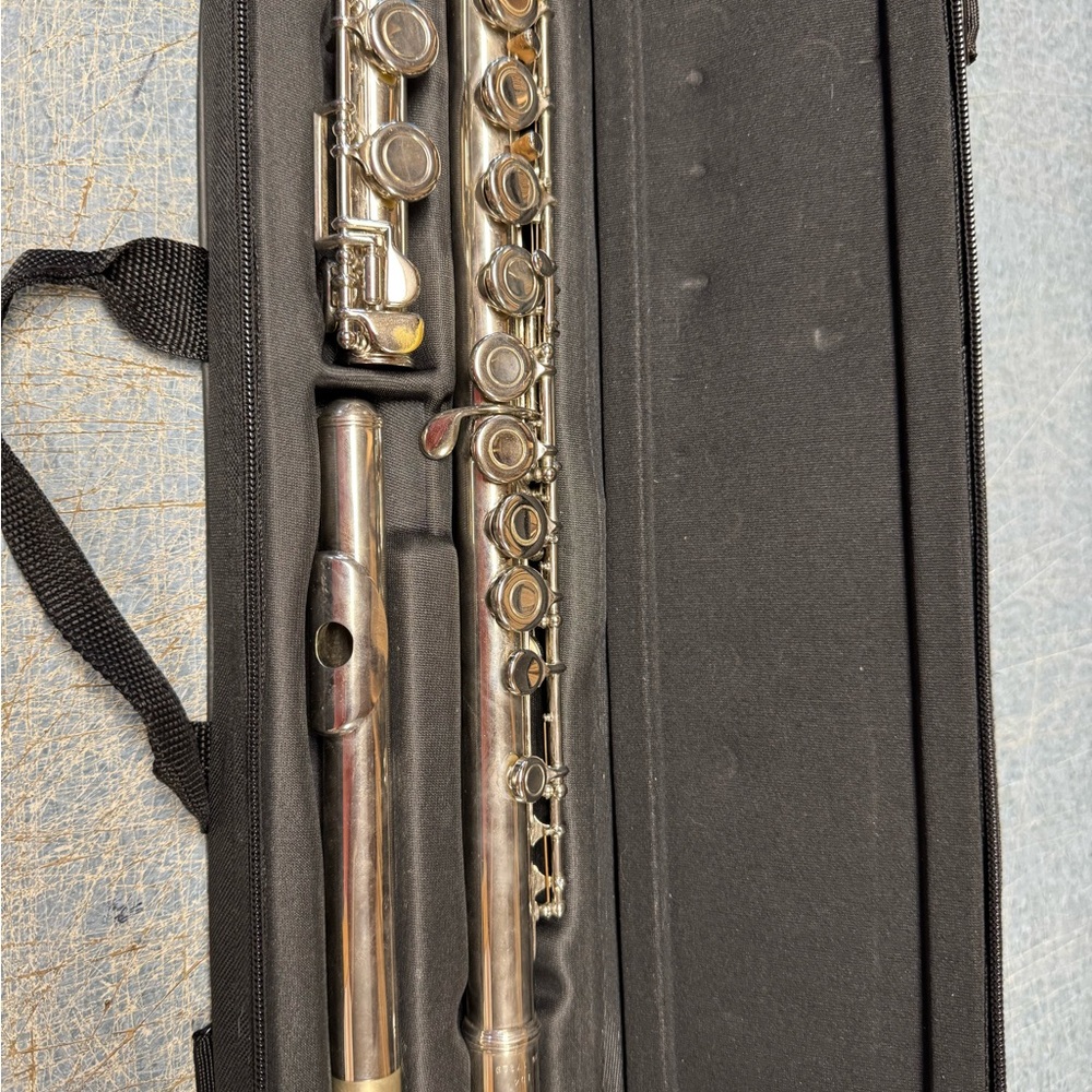 Shiny Silver Flute with Black Case